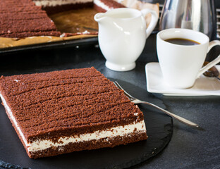 chocolate cake and coffee