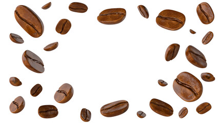 flying coffee bean on white background 3d rendering
