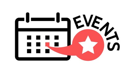 Upcoming events Calendar Announcement. Letters banner. Vector time speech bubble icon, badge illustration . Place location point, symbol.