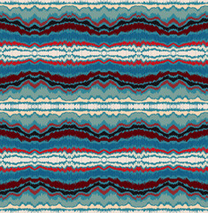 Ikat border. Geometric folk ornament. Ink on clothes. Tribal vector texture. Seamless striped pattern in Aztec style. Ethnic embroidery. Indian, Scandinavian, Gypsy, Mexican, African rug.