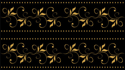 black background, with gold batik design
