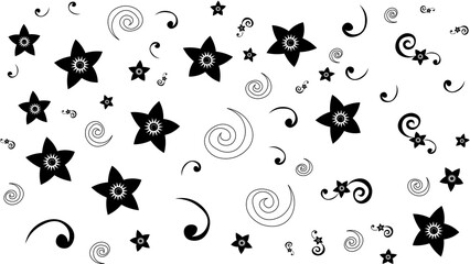 white background, with black confetti