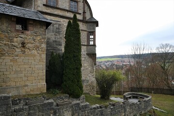 Blick vom Oberschloss bei Kranichfeld  zum Ilmtal- Die mittelalterliche Burganlage war Domizil der...