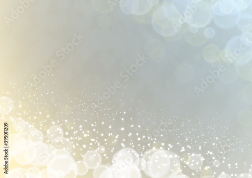 シルバーの背景に大小の光がキラキラと輝くイラスト素材 Wall Mural Tota