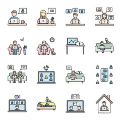 Work from home line icon with modern design