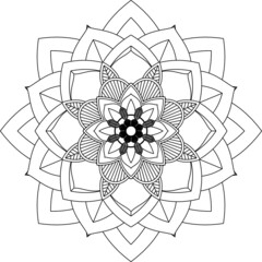 Easy Mandala coloring book simple and basic for beginners, seniors and children. Set of Mehndi flower pattern for Henna drawing and tattoo. Decoration in ethnic oriental, Indian style.