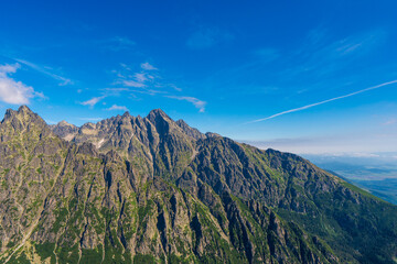 Beautiful landscape of High Tatras with Lomnicky Peak (Lomnicky stit ) and Kezmarsky Peak, Slovakia