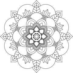 Easy Mandala coloring book simple and basic for beginners, seniors and children. Set of Mehndi flower pattern for Henna drawing and tattoo. Decoration in ethnic oriental, Indian style.