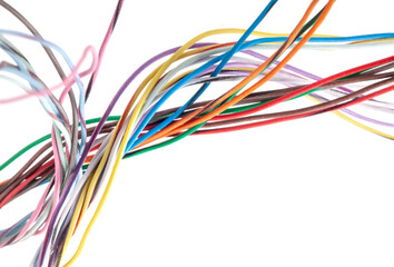Multicolored cable isolated on white background