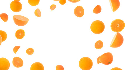 falling orange on white background 3d rendering