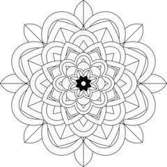 Easy Mandala coloring book simple and basic for beginners, seniors and children. Set of Mehndi flower pattern for Henna drawing and tattoo. Decoration in ethnic oriental, Indian style.