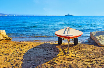 The surfboard on the shore, Eilat, Israel