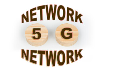 5G network technology on a wooden circles