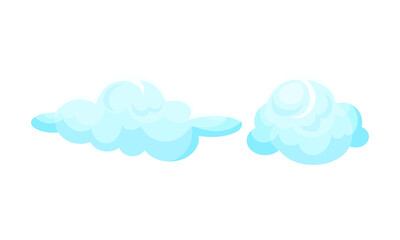 Soft Blue Clouds Suspended in the Atmosphere Vector Set