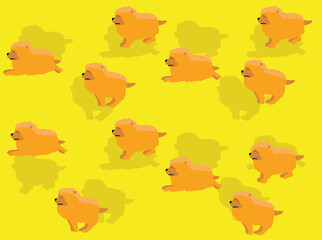 Dog Running Chow Chow Cartoon Character Illustration Seamless Background