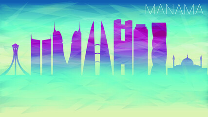 Manama Bahrain. Broken Glass Abstract Geometric Dynamic Textured. Banner Background. Colorful Shape Composition.