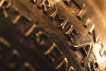 Text on a bronze sphere