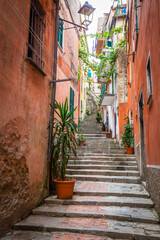 Fototapeta na wymiar In the small streets of Monterosso al Mare in Cinque Terre, Italy