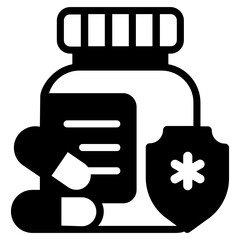 
Healthcare icon, solid design of insurance policy 
