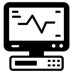 
Cardiographic monitoring, ecg icon in solid design 
