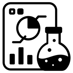 
Flask with data report, lab analysis concept icon
