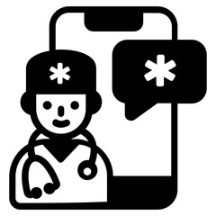

Doctor chat icon in solid design 
