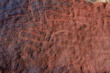 Petroglyphs in Argentina. Stone carved thousands of years ago by early humans.