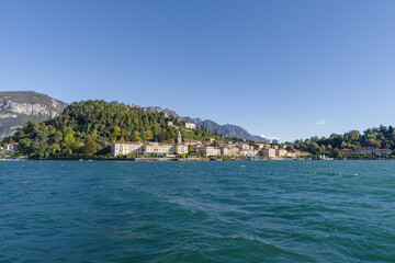 Fototapeta na wymiar Bellagio Italian town with colorful houses, on the shore of Lake Como, Lombardy region, Italy