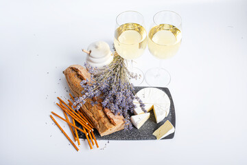 Wine, cheese and honey. Free space for text