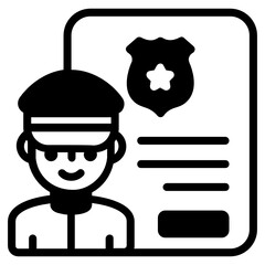 

Policeman with document, police report solid icon
