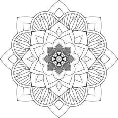 Easy Mandala coloring book simple and basic for beginners, seniors and children. Set of Mehndi flower pattern for Henna drawing and tattoo. Decoration in ethnic oriental, Indian style.