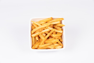 french fries on white background