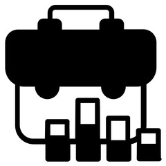 
Portfolio with bar chart in modern filled style, business data
