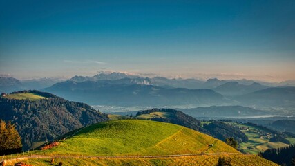 Obraz premium View from Alp Scheidegg Züricher Oberland to the Mountains