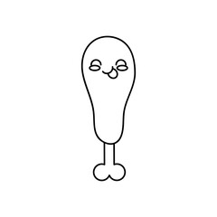 kawaii chicken thigh icon, line style