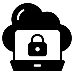 
An icon design of cloud security in solid design 
