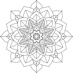 Easy Mandala coloring book simple and basic for beginners, seniors and children. Set of Mehndi flower pattern for Henna drawing and tattoo. Decoration in ethnic oriental, Indian style.