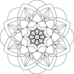 Easy Mandala coloring book simple and basic for beginners, seniors and children. Set of Mehndi flower pattern for Henna drawing and tattoo. Decoration in ethnic oriental, Indian style.