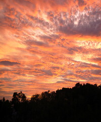 Beautiful sunset with colourful sky and the clouds
