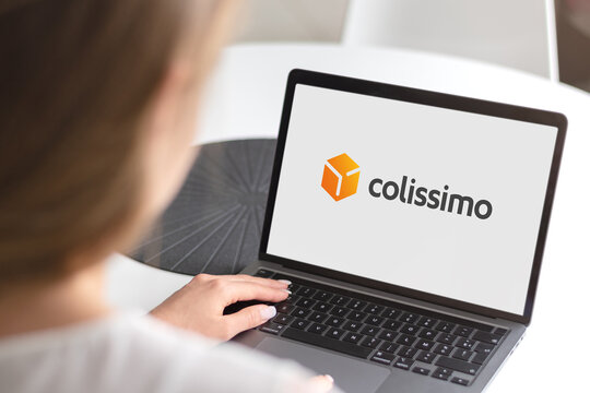 Guilherand-Granges, France - November 24, 2020. Notebook with Colissimo logo. French courier, parcel, and express mail service.