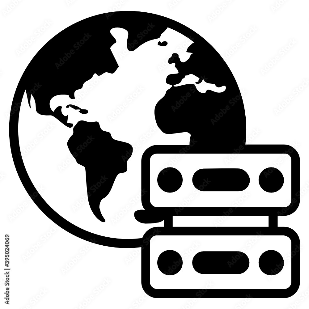 Wall mural modern design of server error icon, db rack with exclamation mark