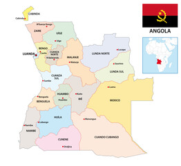 administrative vector map Republic of Angola with flag