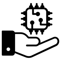 
A trendy filled vector of future technology, hand holding microchip 
