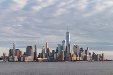 Beautiful Lower Manhattan New York City Skyline along the Hudson River before Sunset