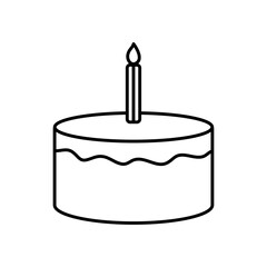 birthday cake with candle icon, line style