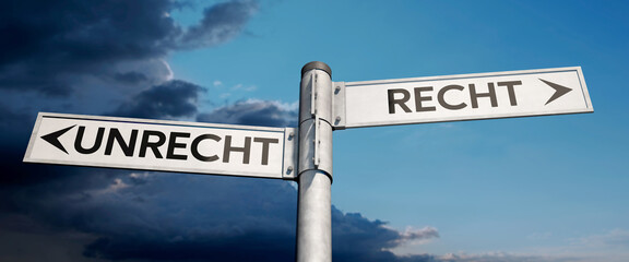 Wegweiser Recht oder Unrecht