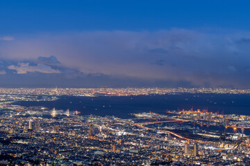 2020年2月に摩耶山にて、神戸の夜景
