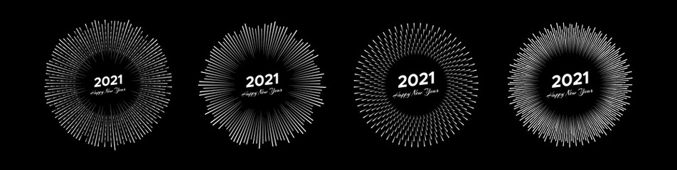 Firework with inscription 2021 and Happy New Year