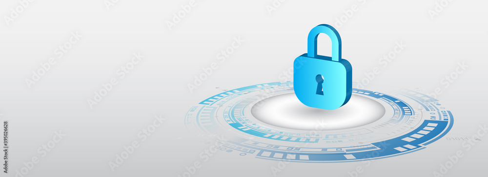 Poster Cyber security for internet projects. Antivirus technology web services. Digital security and network protection.