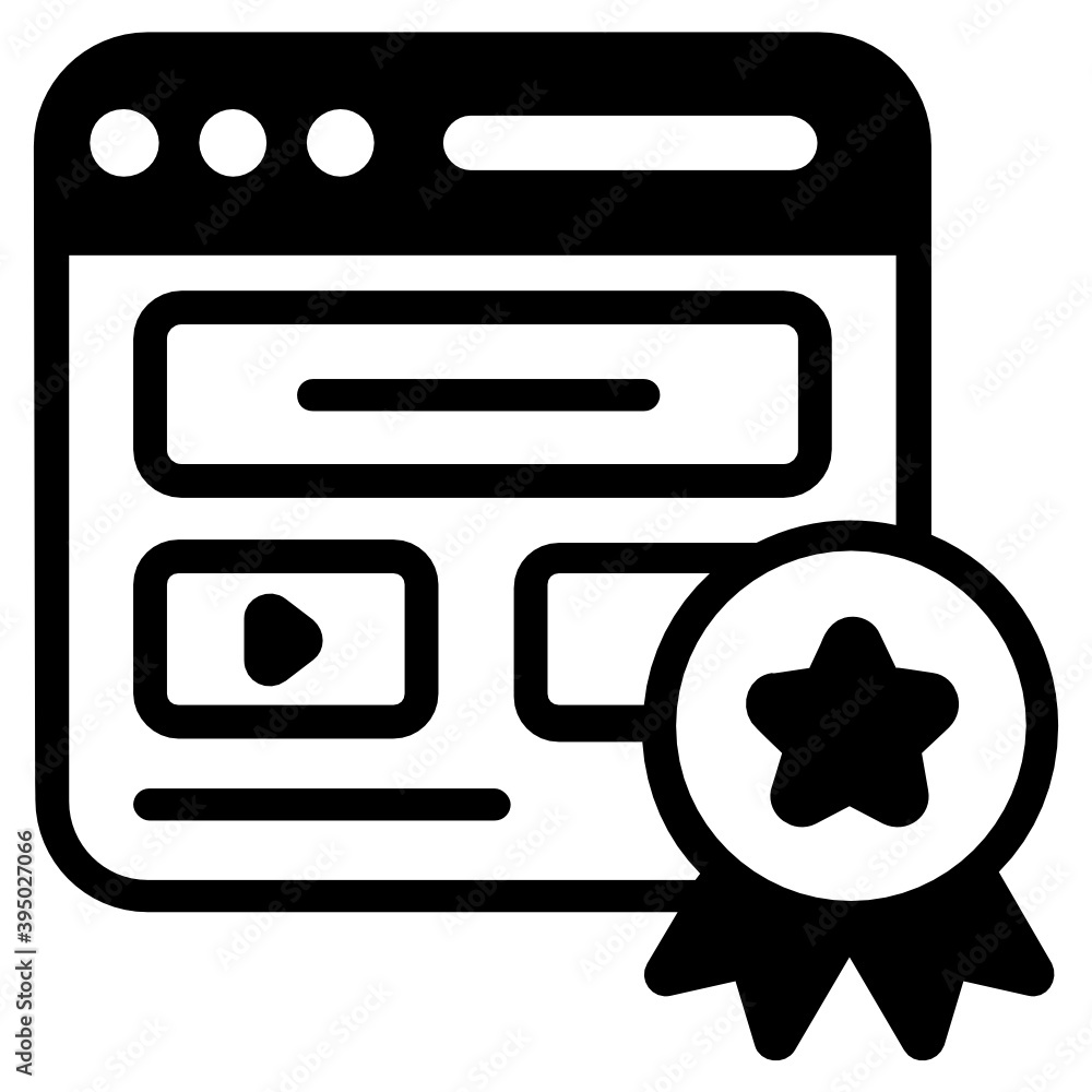 Wall mural web page with badge showing website quality icon